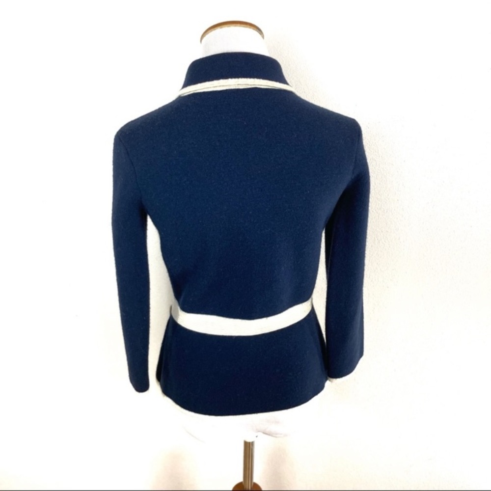Kate Spade Mayson Sweater Jacket Midnight Blue and Cream Women’s Sz 2 - Picture 2 of 6